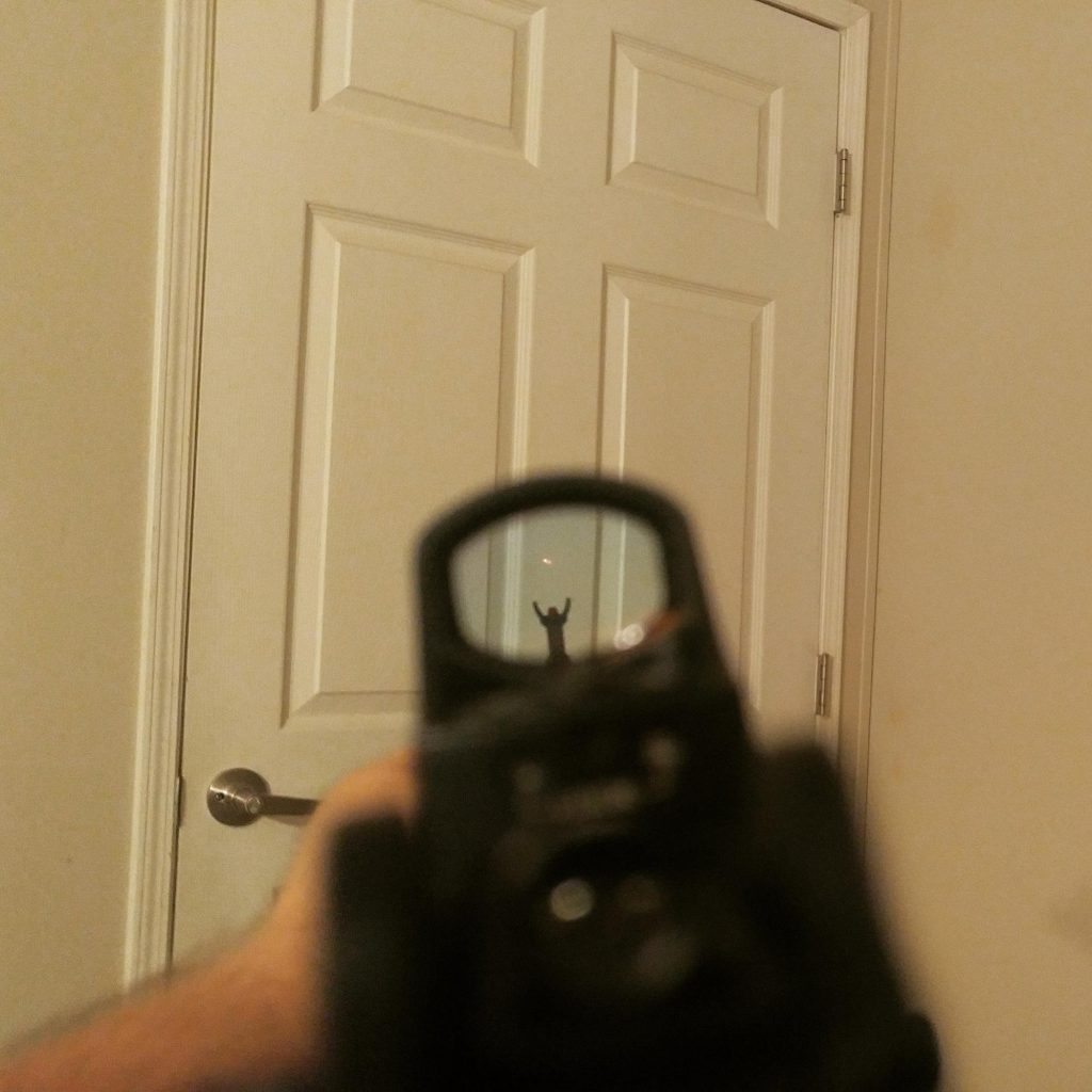 red dot optics of shotgun